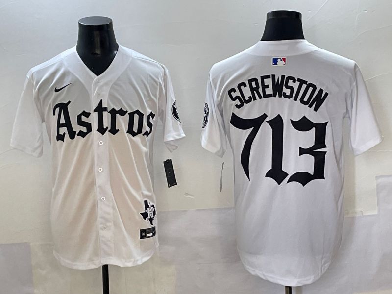 Men 2025 Houston Astros 713 Screwston White Five generations Joint Name Nike MLB Jersey style 1